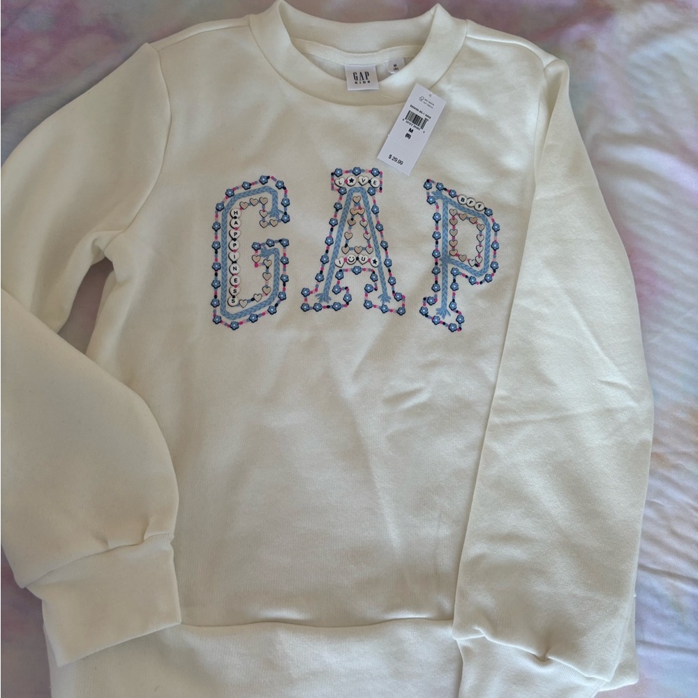 GAP Kids Cream Sweatshirt with Embroidered Logo